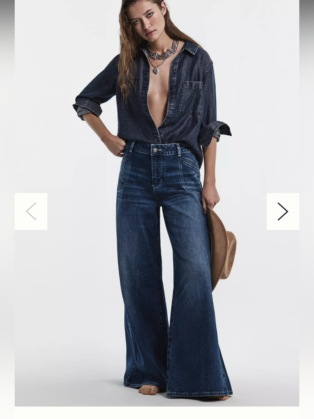 Pilcro High Rise Super Wide Leg Blue Jeans - Picture 2 of 13